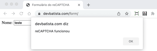 Após verificar que o reCAPTCHA funciona, você pode criar outras validações via Javascript