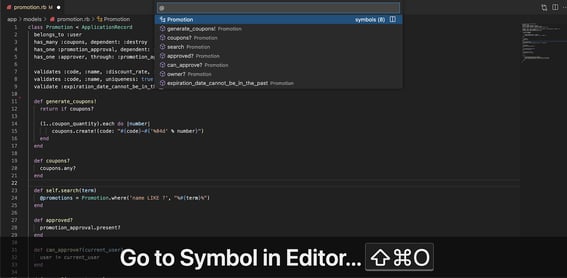 go to symbol in editor